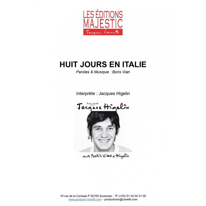 Partition HUIT JOURS EN ITALIE Jacques HIGELIN pdf