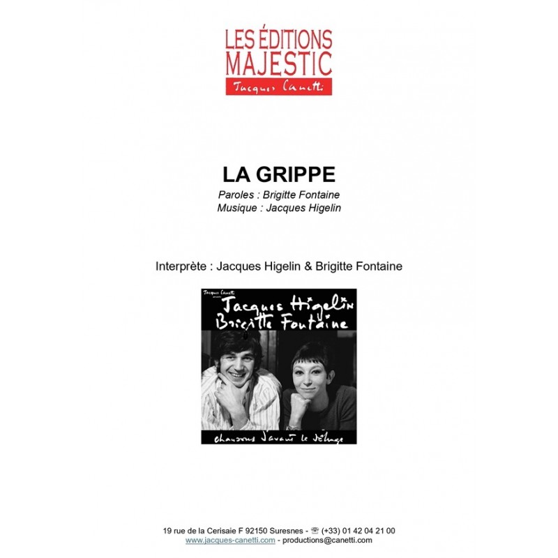 Partition LA GRIPPE Brigitte FONTAINE