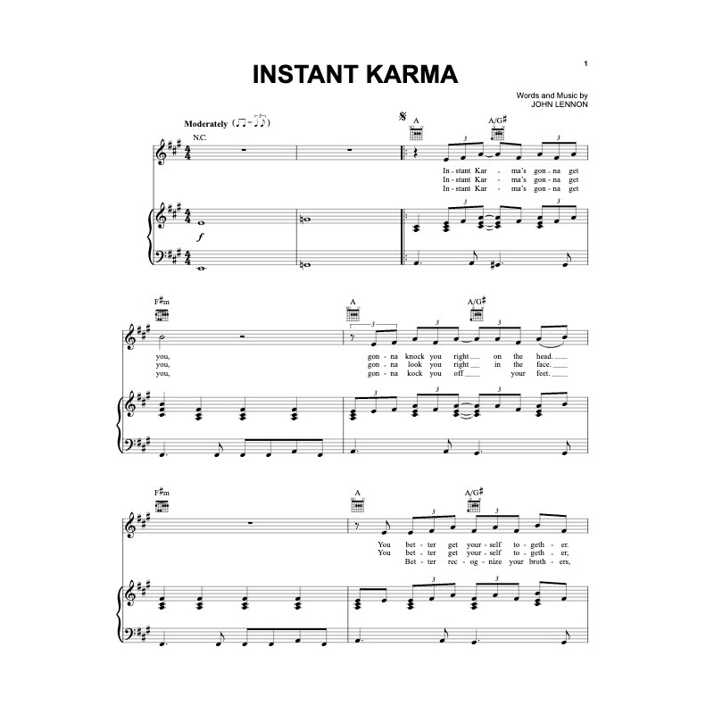 Sheet music INSTANT KARMA John LENNON