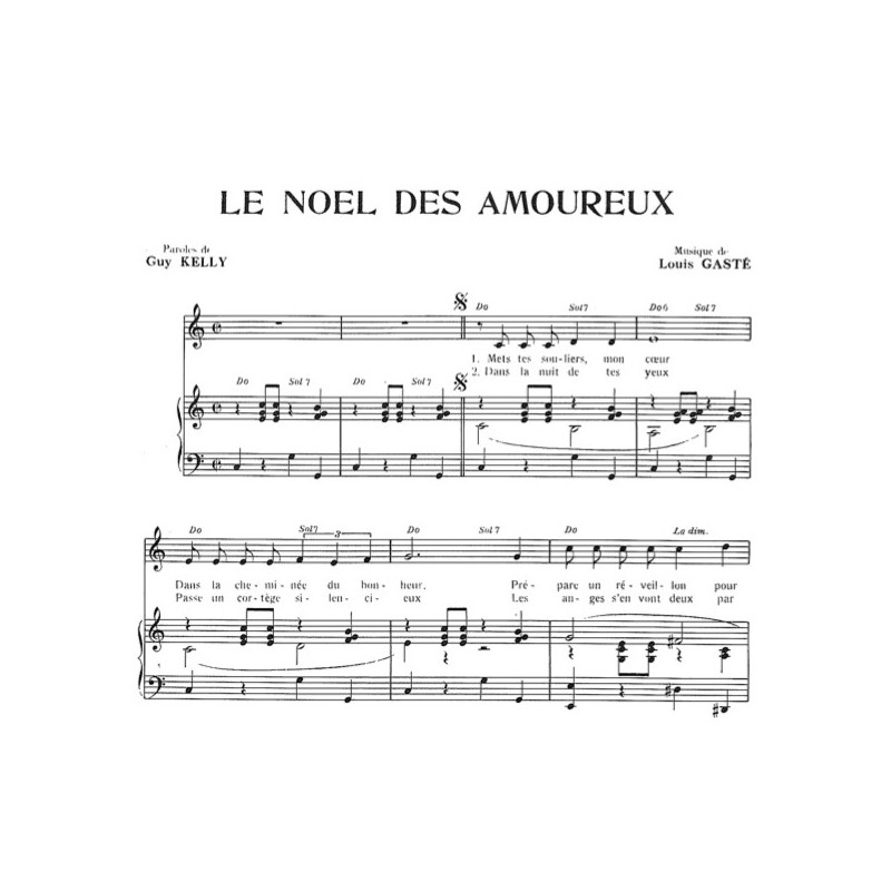 Sheet music LE NOËL DES AMOUREUX Line RENAUD