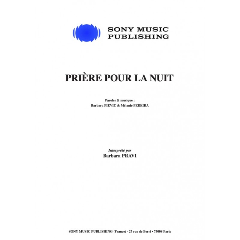 Sheet music PRIÈRE POUR LA NUIT Barbara PRAVI pdf