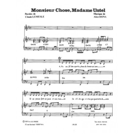 MONSIEUR CHOSE, MADAME UNTEL