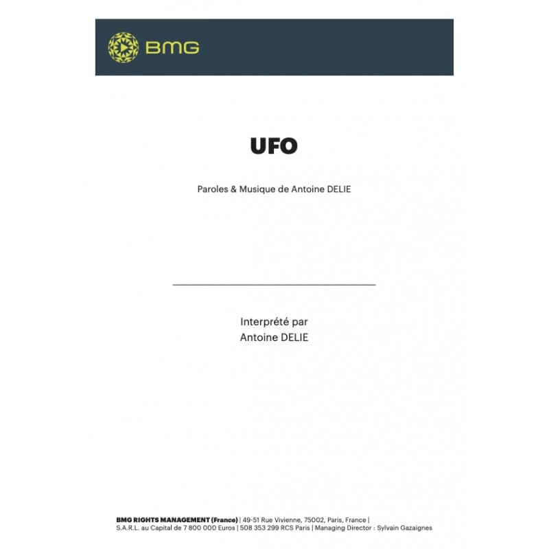 Sheet music UFO Antoine DELIE PDF