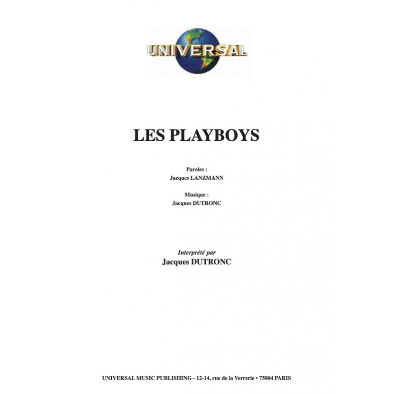 Partition LES PLAYBOYS Jacques Dutronc pdf
