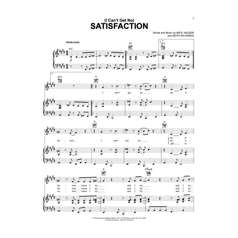 Partition (I CAN'T GET NO) SATISFACTION The Rolling Stones