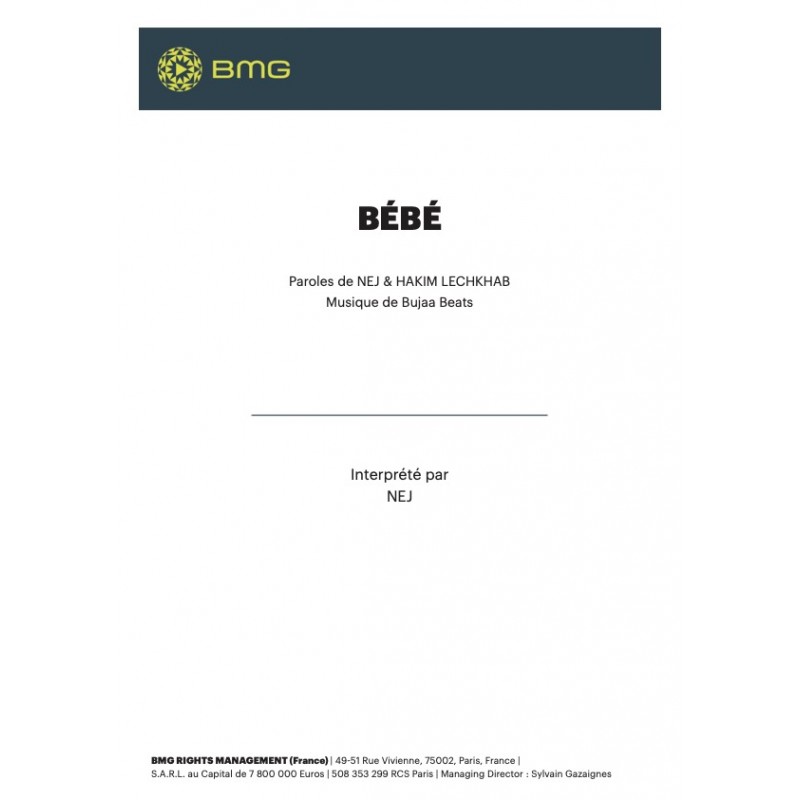 Sheet music BÉBÉ NEJ pdf