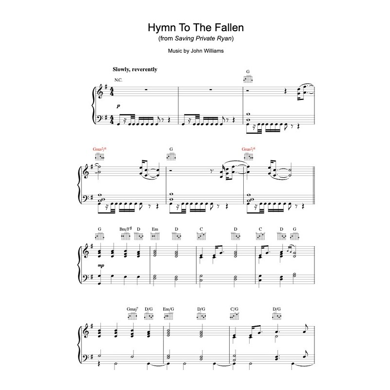 Sheet music HYMN TO THE FALLEN John Williams
