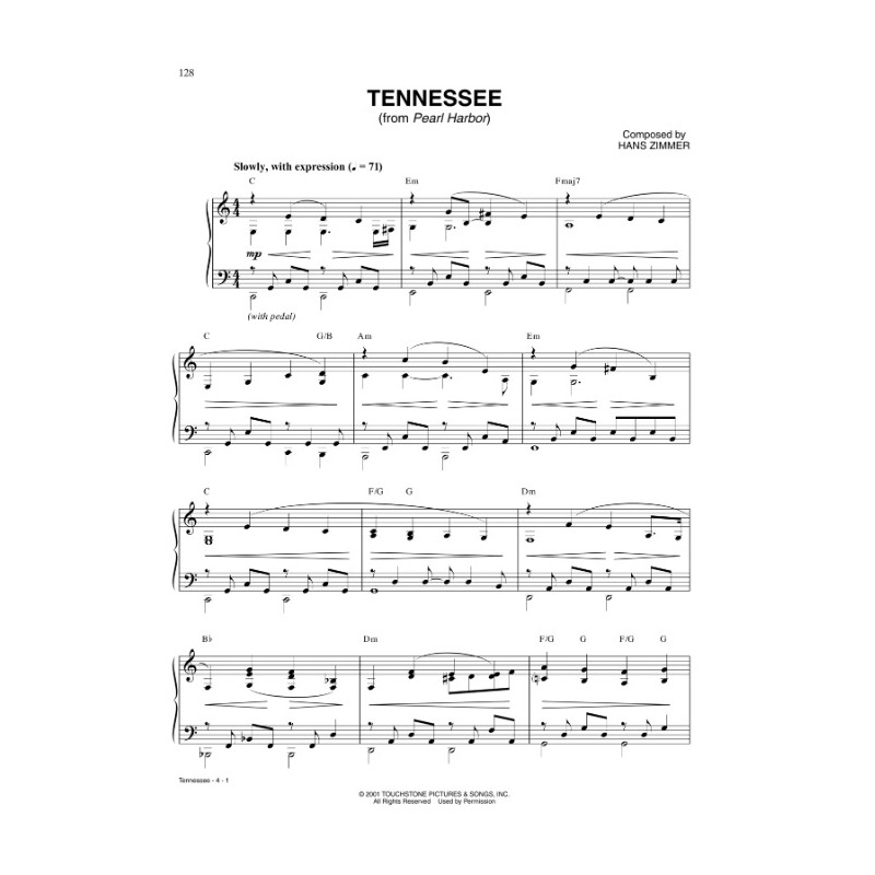 Sheet music TENNESSEE (FROM PEARL HARBOR) Hans Zimmer