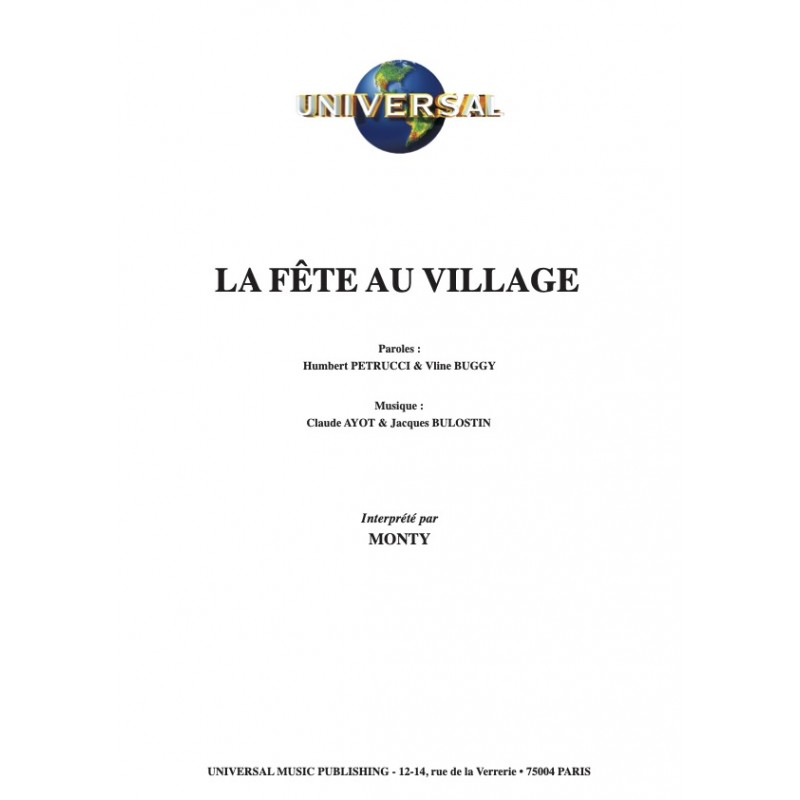 Partition LA FÊTE AU VILLAGE MONTY pdf