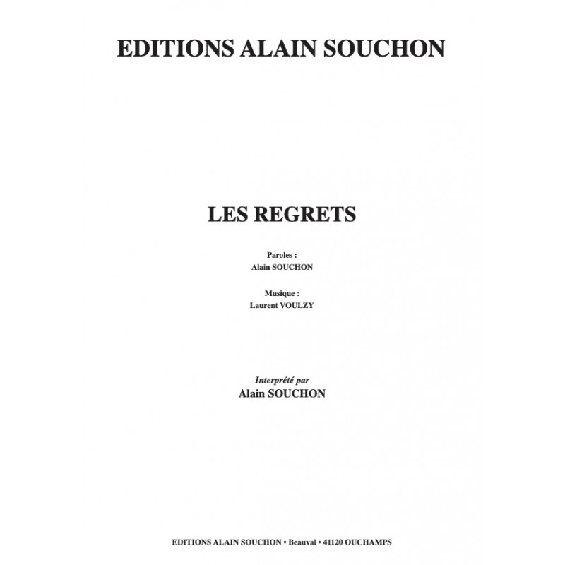 Partition LES REGRETS Alain Souchon pdf