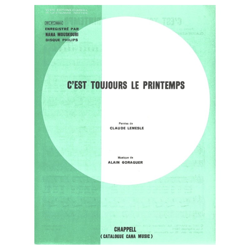 Sheet music C'EST TOUJOURS LE PRINTEMPS Nana MOUSKOURI pdf