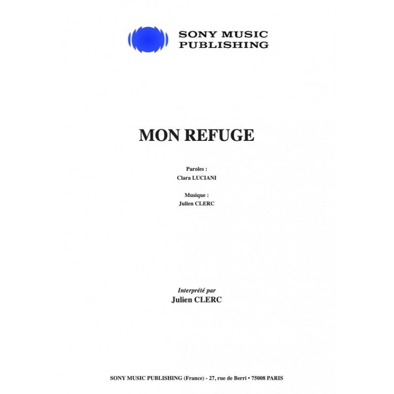 Sheet music MON REFUGE Julien CLERC PDF