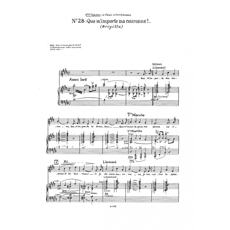 Sheet music QUE M'IMPORTE MA COURONNE Francis Lopez