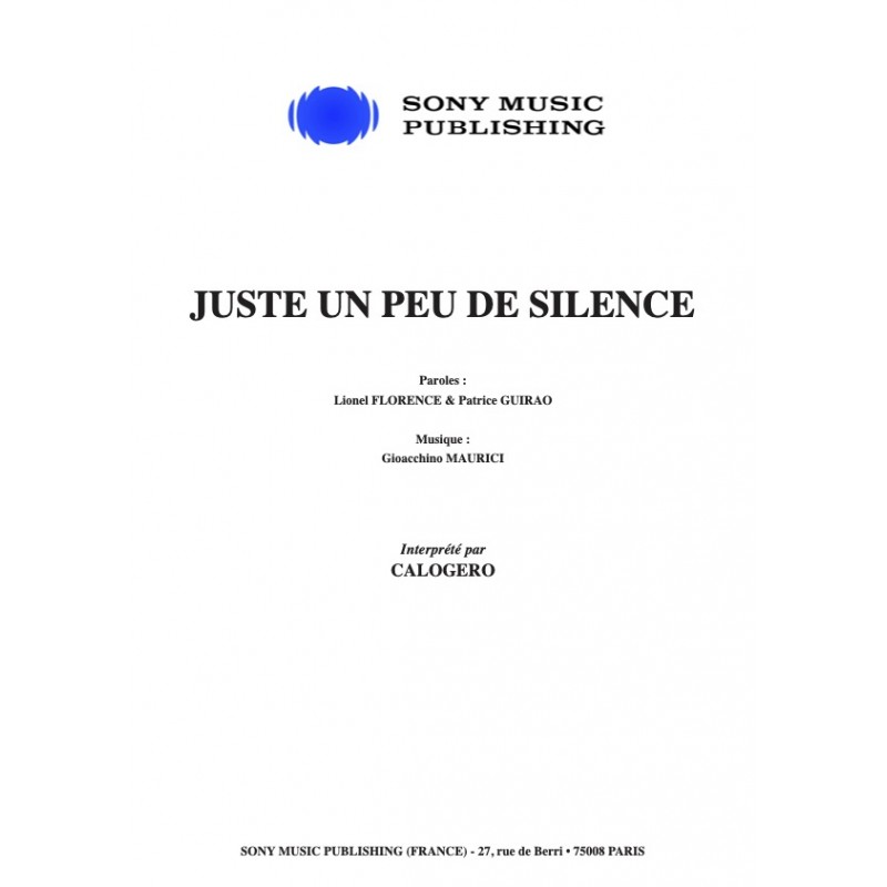 Sheet music JUSTE UN PEU DE SILENCE CALOGERO pdf