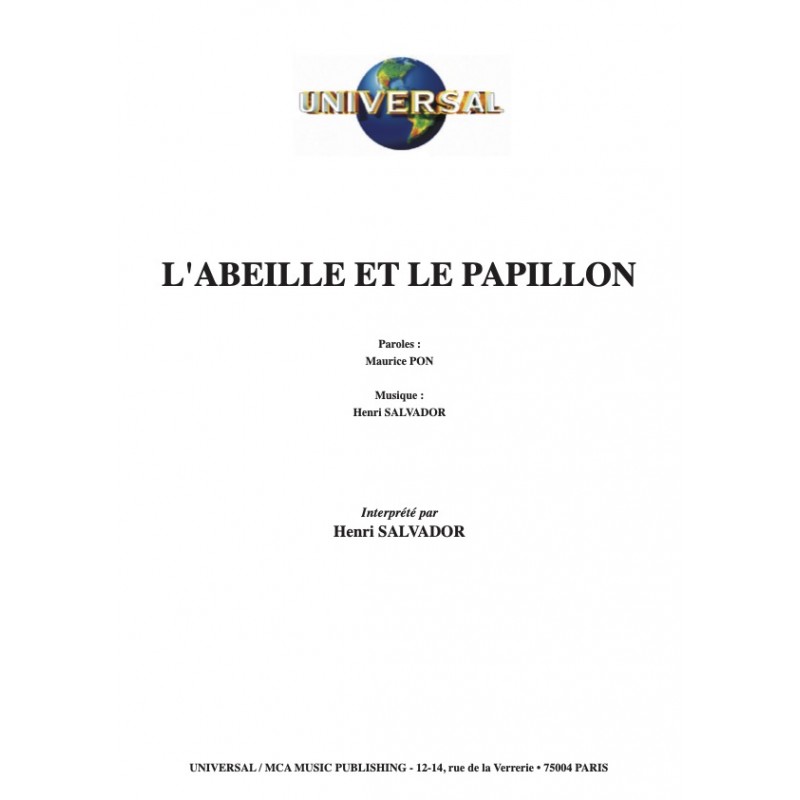 partition L'ABEILLE ET LE PAPILLON Salvador PDF