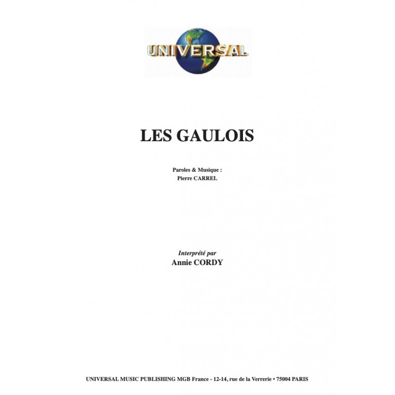 Sheet music LES GAULOIS Annie Cordy PDF