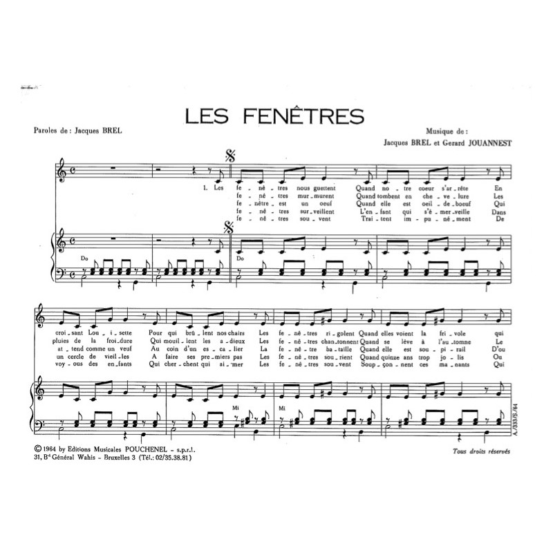 Partition LES FENÊTRES Jacques BREL PDF