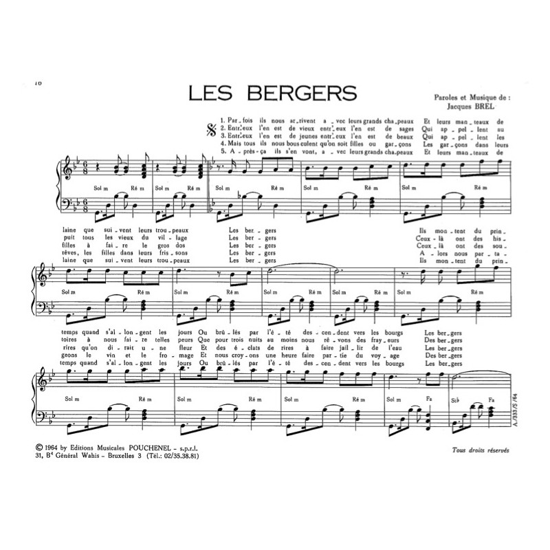 Partition LES BERGERS Jacques BREL PDF