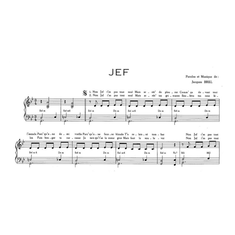 Partition JEF Jacques BREL PDF