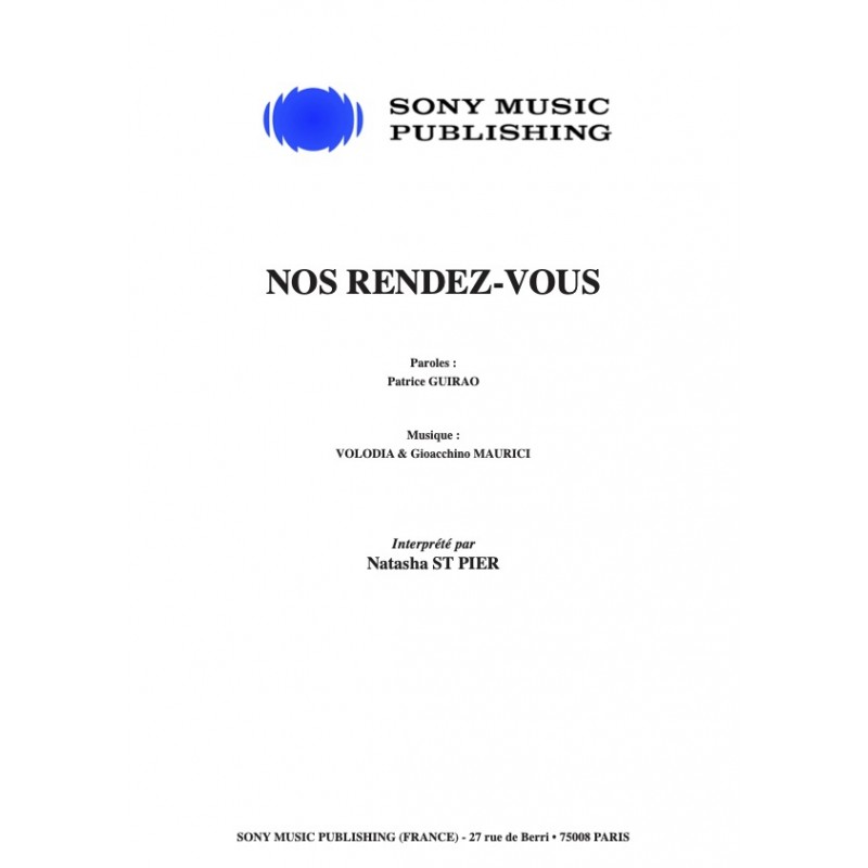 Partition NOS RENDEZ-VOUS Natasha ST PIER pdf