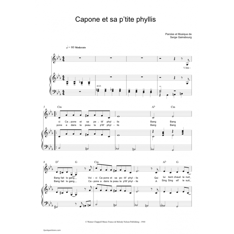 Sheet music CAPONE ET SA P'TITE PHYLLIS Serge Gainsbourg