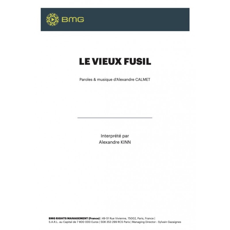 Sheet music LE VIEUX FUSIL Alexandre Kinn pdf