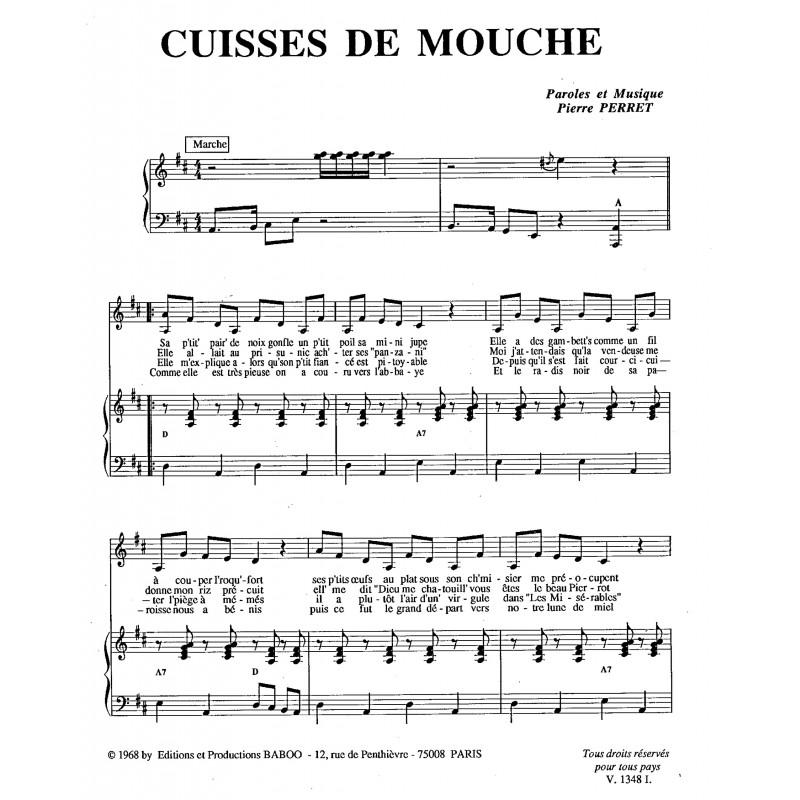 Sheet music CUISSES DE MOUCHE Pierre PERRET pdf