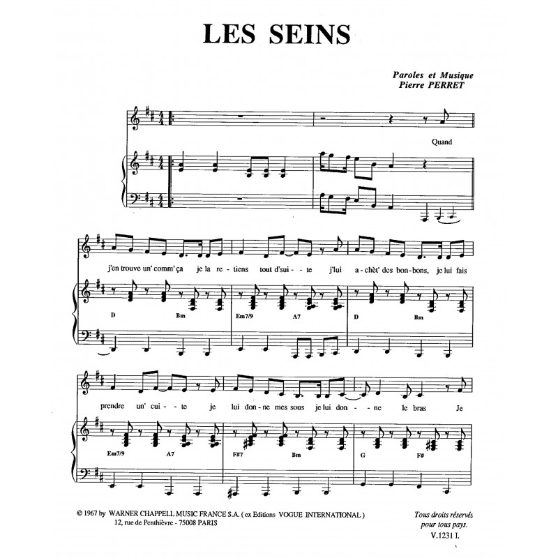 Sheet music LES SEINS Pierre PERRET pdf