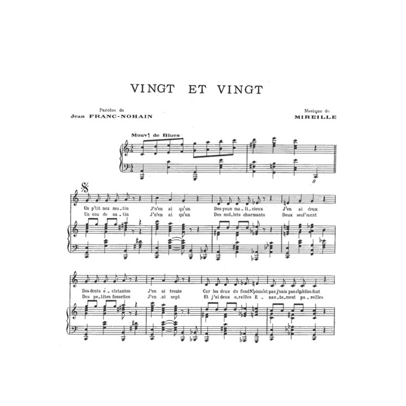 Partition VINGT ET VINGT Mireille et Jean Sablon pdf