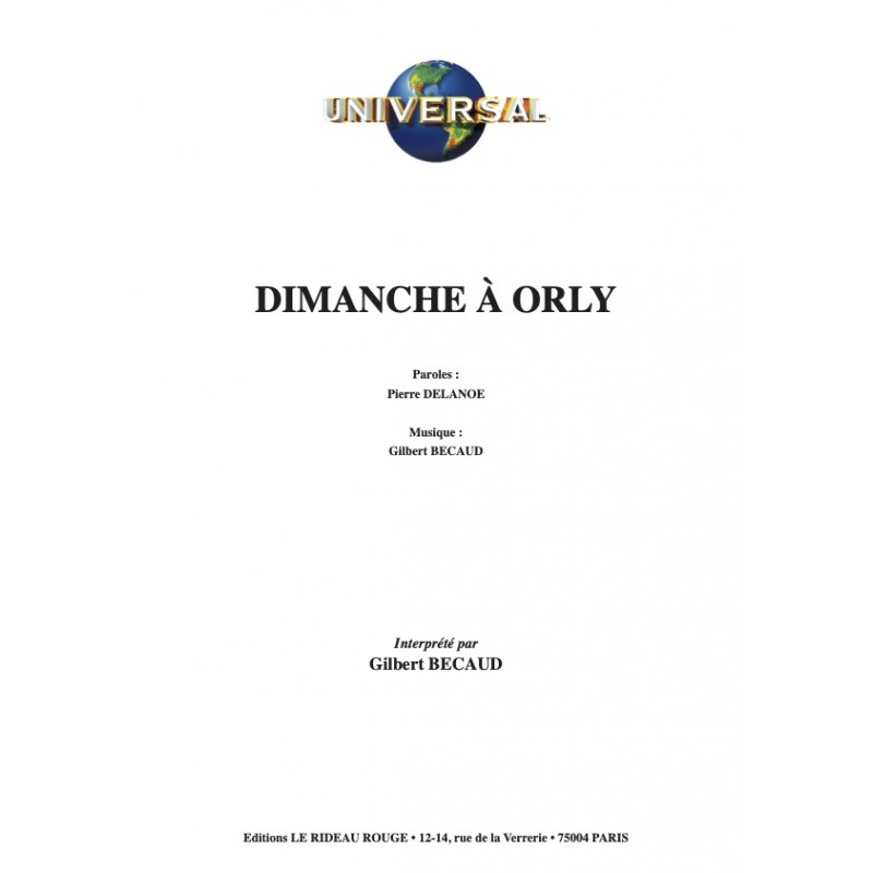 Partition DIMANCHE À ORLY Gilbert Bécaud