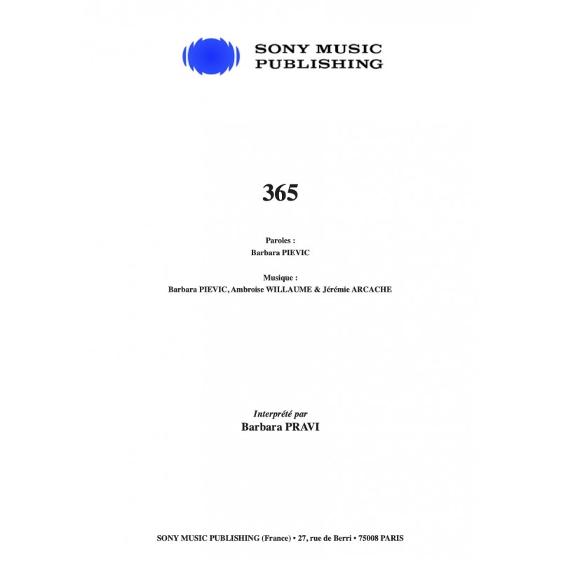 Sheet music 365 Barbara PRAVI