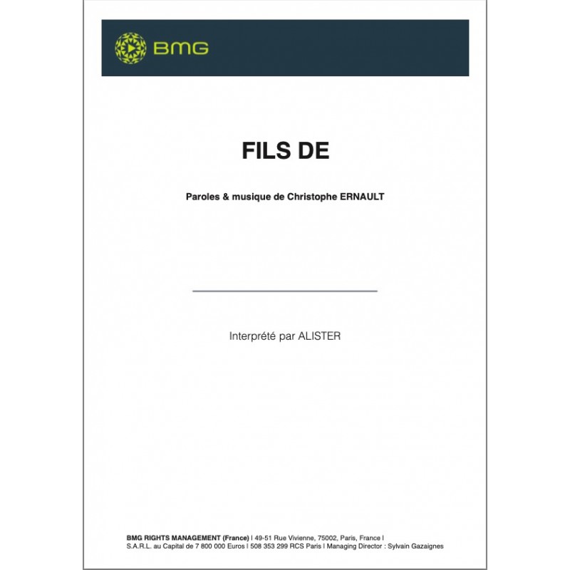 Sheet music FILS DE