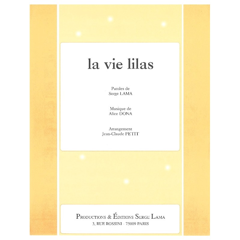 Sheet music LA VIE LILAS Serge LAMA