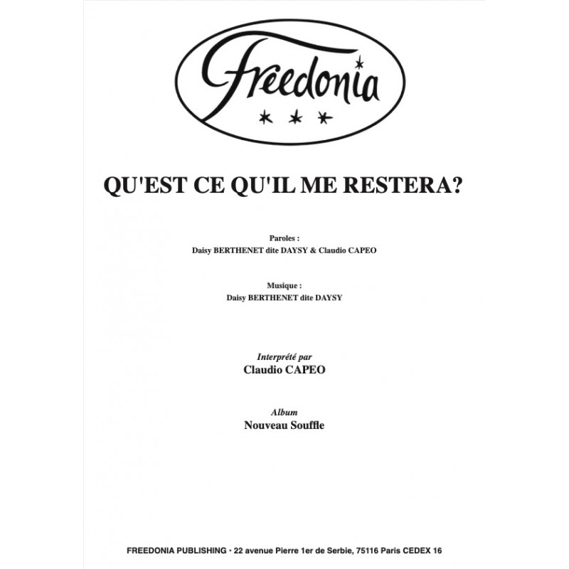Partition QU'EST CE QU'IL ME RESTERA? Claudio CAPEO