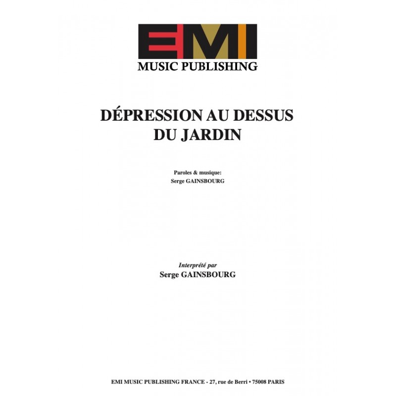 Sheet music DÉPRESSION AU-DESSUS DU JARDIN Serge GAINSBOURG