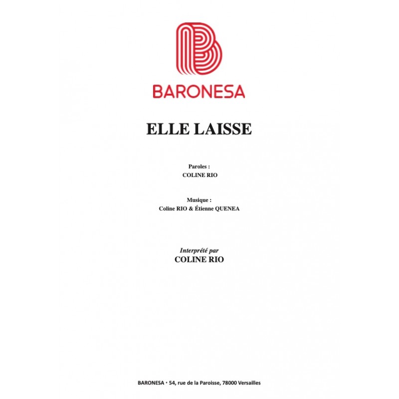 sheet music ELLE LAISSE COLINE RIO