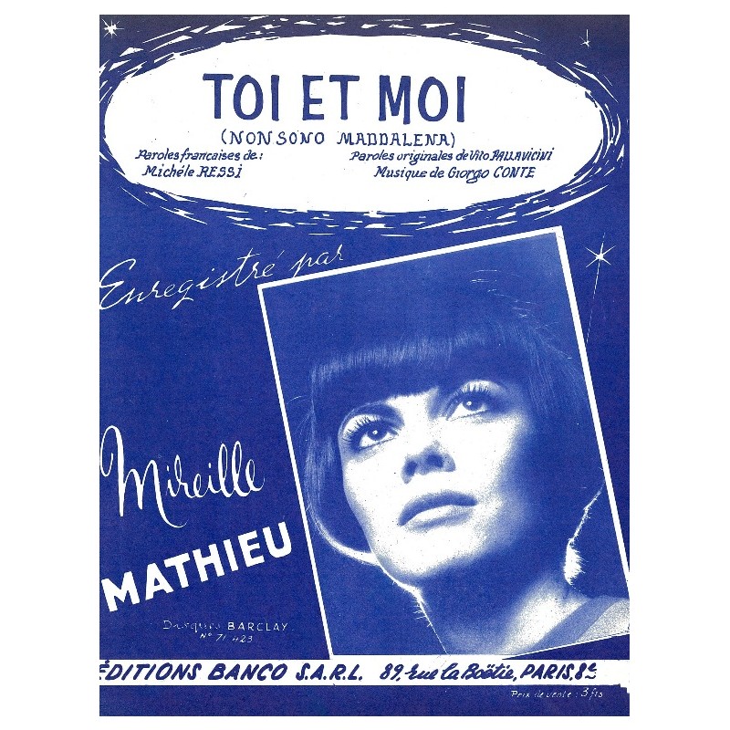 Sheet music TOI ET MOI Mireille MATHIEU