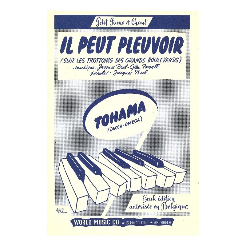Sheet music IL PEUT PLEUVOIR Jacques BREL