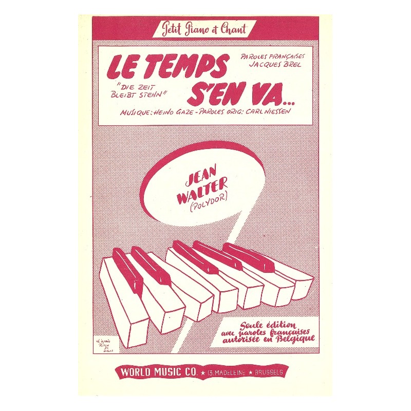 Sheet music LE TEMPS S'EN VA Jacques BREL