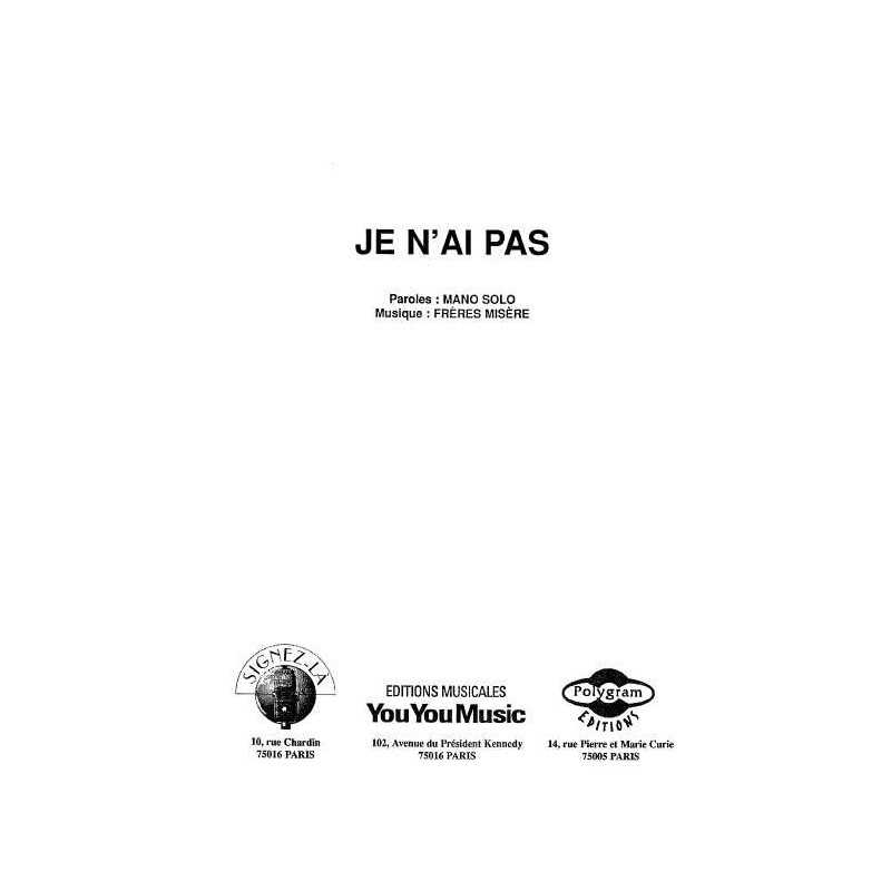JE N'AI PAS