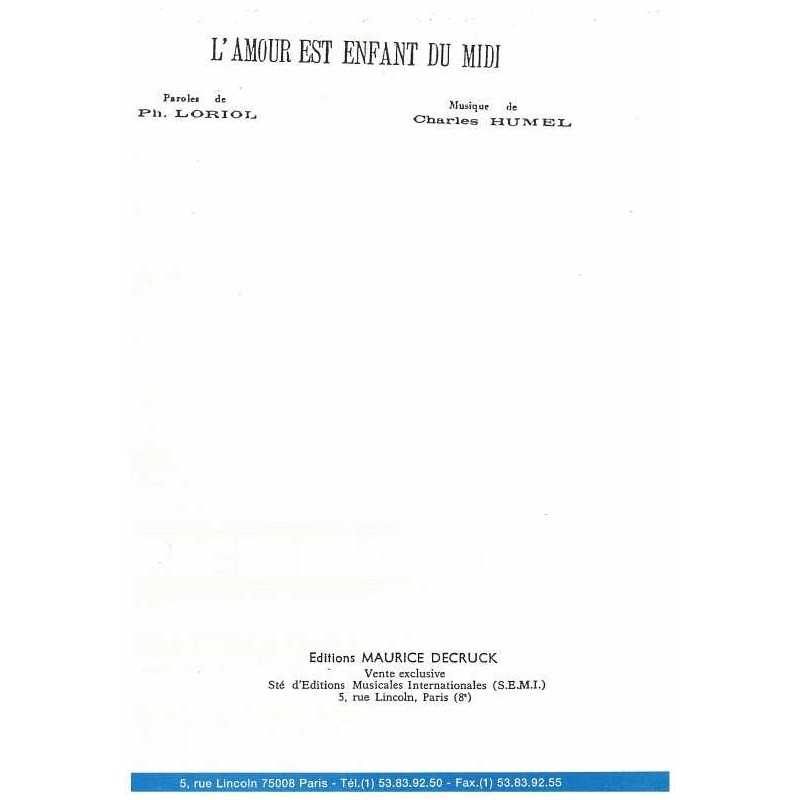 Sheet music L'AMOUR EST ENFANT DU MIDI Alibert