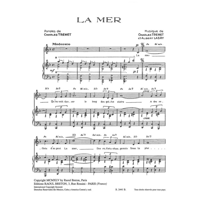 Partition LA MER Charles TRENET
