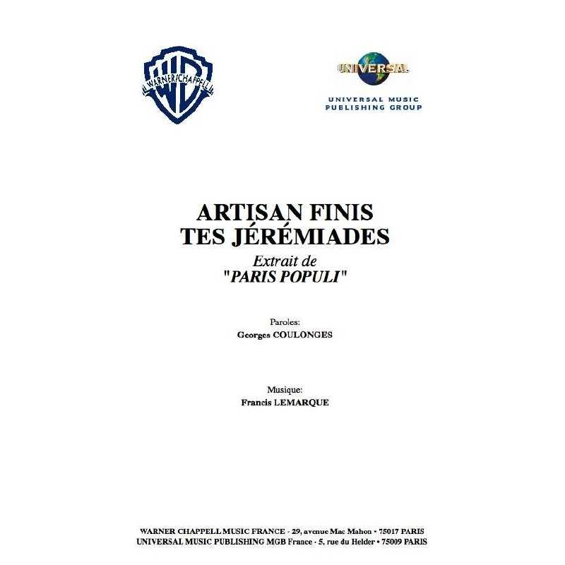 ARTISAN FINIS TES JÉRÉMIADES