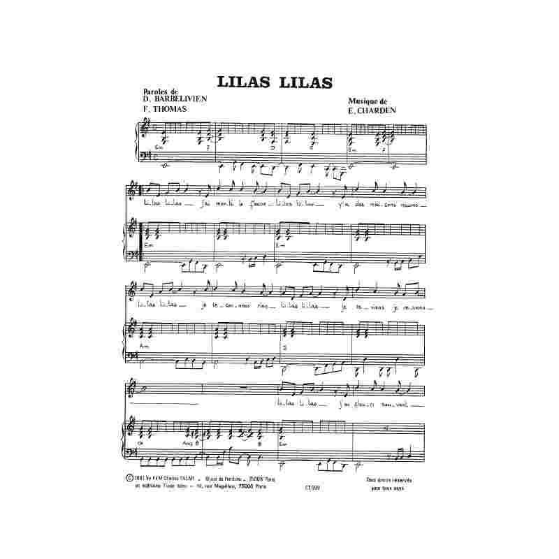 Sheet music LILAS LILAS Eric CHARDEN