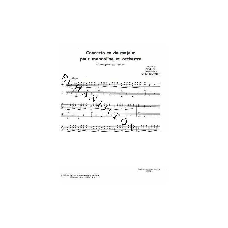 CONCERTO EN DO MAJ. POUR MANDOLINE ET ORCHESTRE