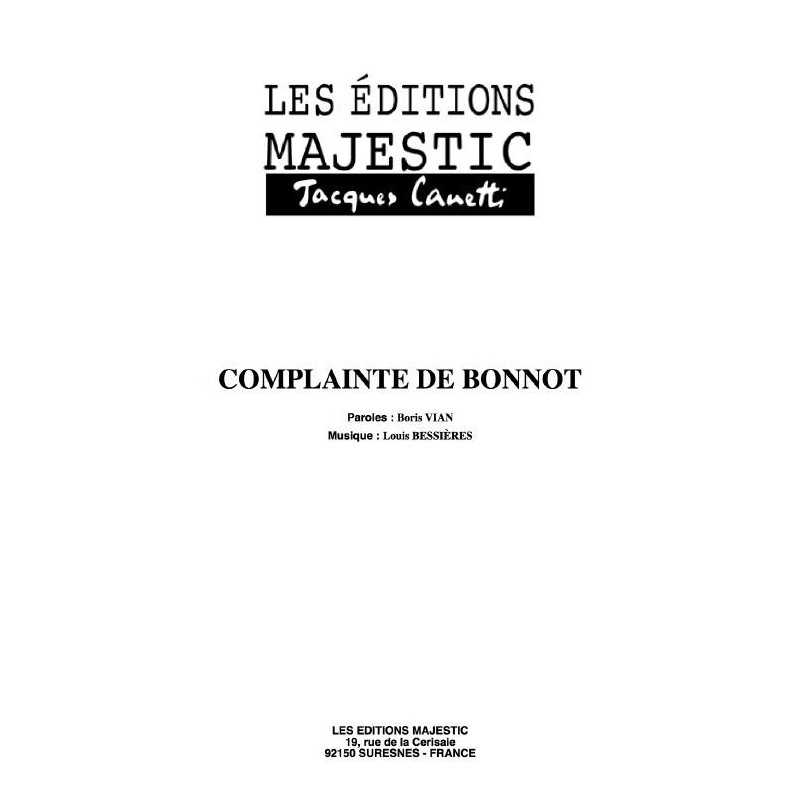 COMPLAINTE DE BONNOT