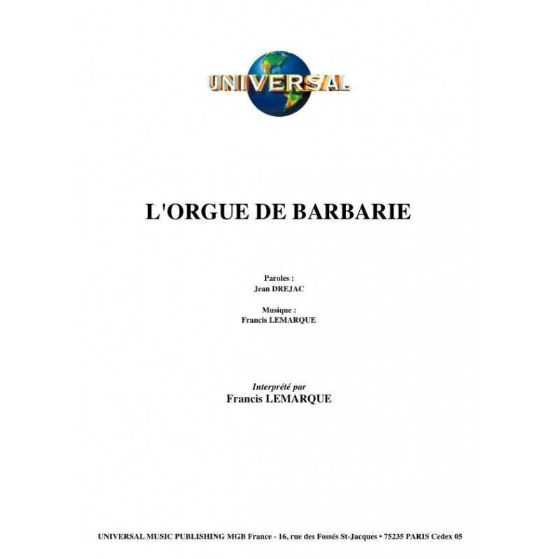 Sheet music L'ORGUE DE BARBARIE Francis Lemarque PDF