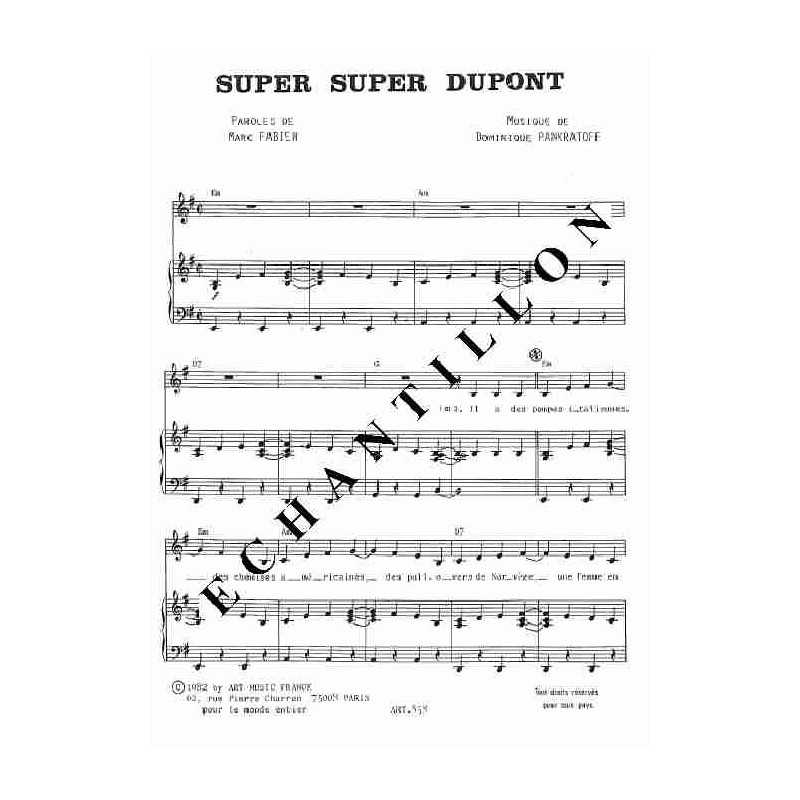 Partition SUPER SUPER DUPONT Régine