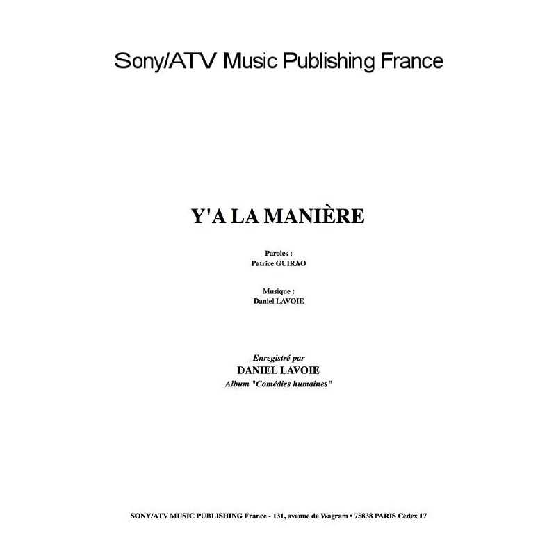 Y' A LA MANIÈRE