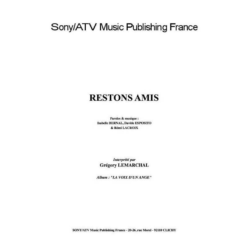 Partition RESTONS AMIS Grégory Lemarchal